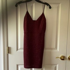 Lovely Day sparkly mini dress in red wine.size Small 2/4